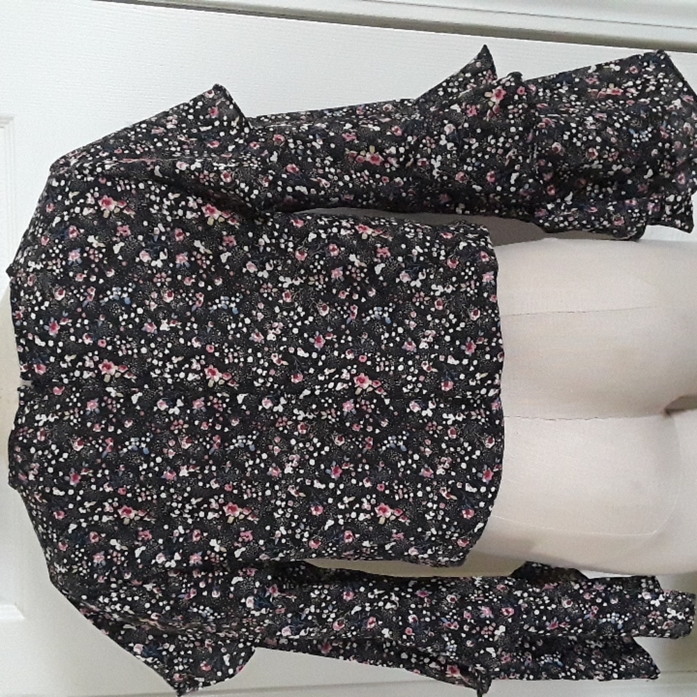 Forever 21 ditzy floral ruffle sleeve elastic waist boho top sz M pretty blouse - Picture 7 of 14
